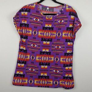 Plus Size V-Neck Aztec Tribal Print Cotton T-Shirt